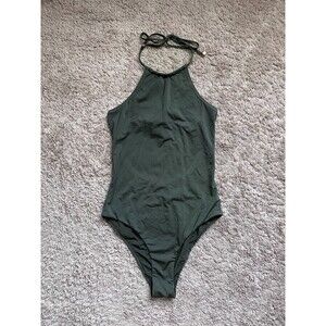 NANUSHKA Daylin Halter One Piece Swimsuit in Olive Size XS